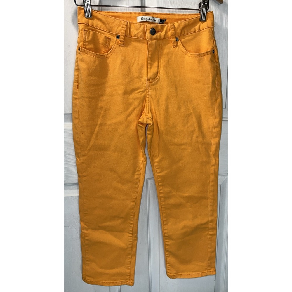 Christopher Blue Melissa Orange High Rise 5 pocket Crop Jeans Size 4
